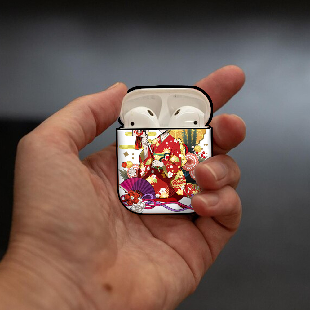 文豪ストレイドッグス Bungo Stray Dogs AirPods 第2世代保護ケース ハードシェル ブラック 耐衝撃・防指紋・カラビナ付き