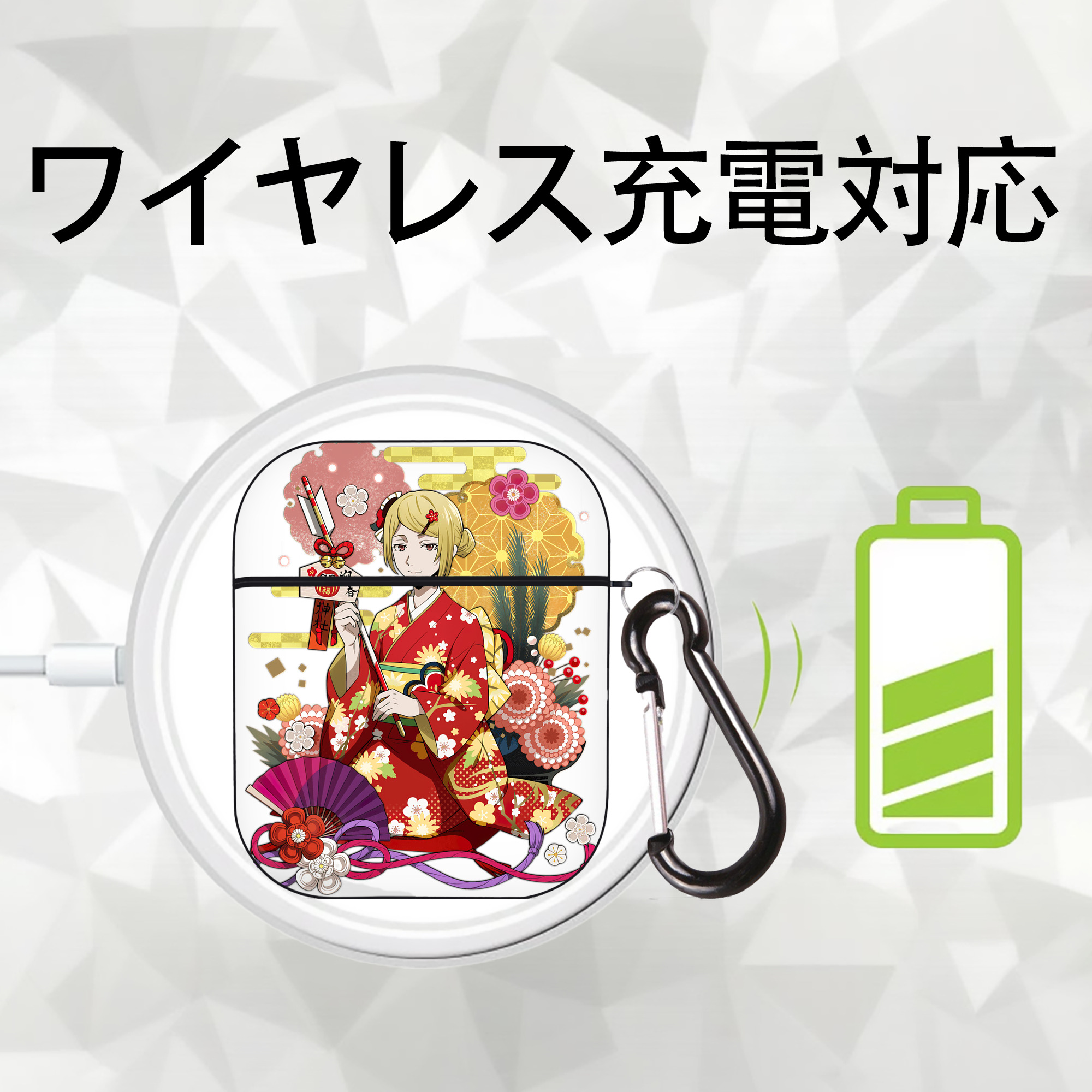 文豪ストレイドッグス Bungo Stray Dogs AirPods 第2世代保護ケース ハードシェル ブラック 耐衝撃・防指紋・カラビナ付き