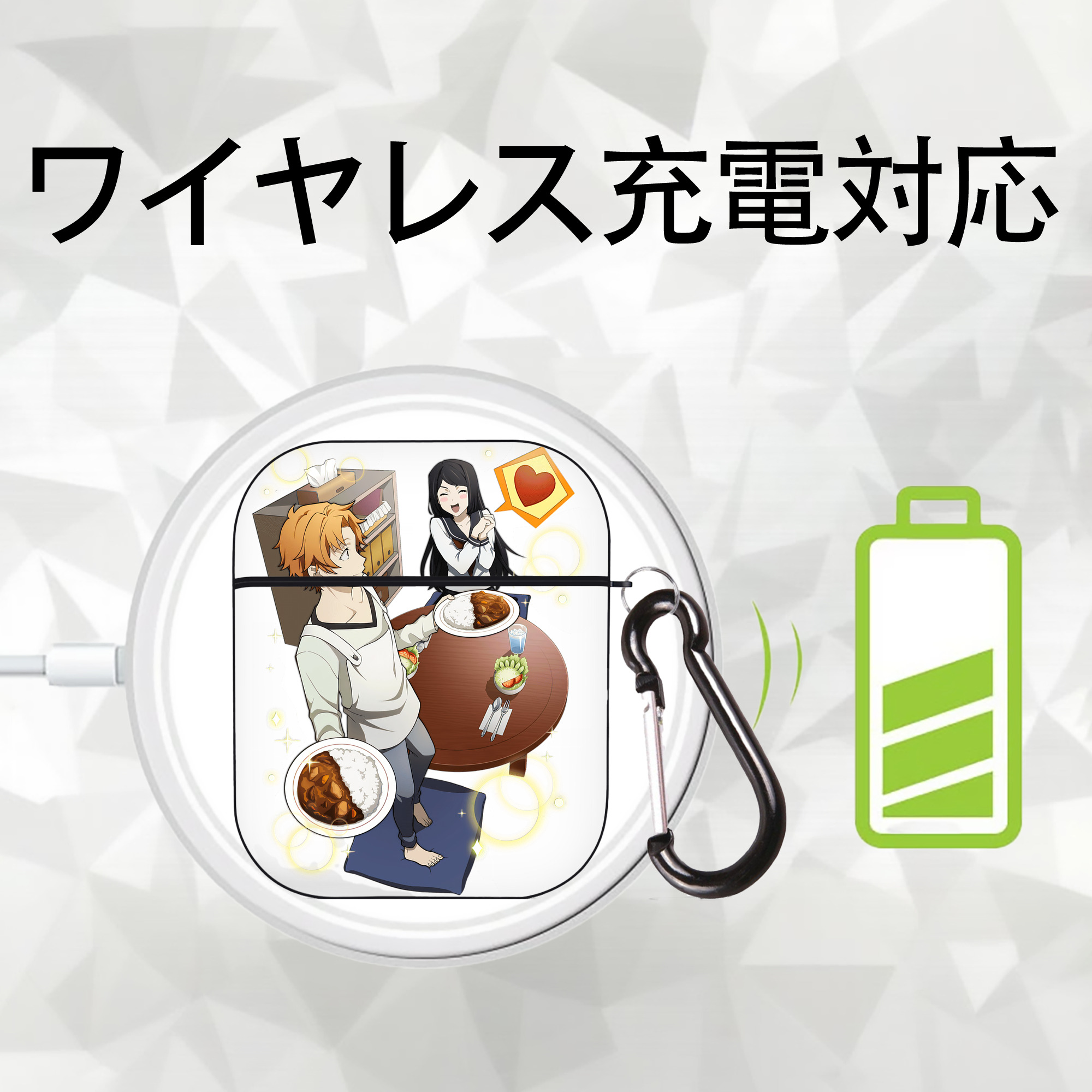 文豪ストレイドッグス Bungo Stray Dogs AirPods 第2世代保護ケース ハードシェル ブラック 耐衝撃・防指紋・カラビナ付き
