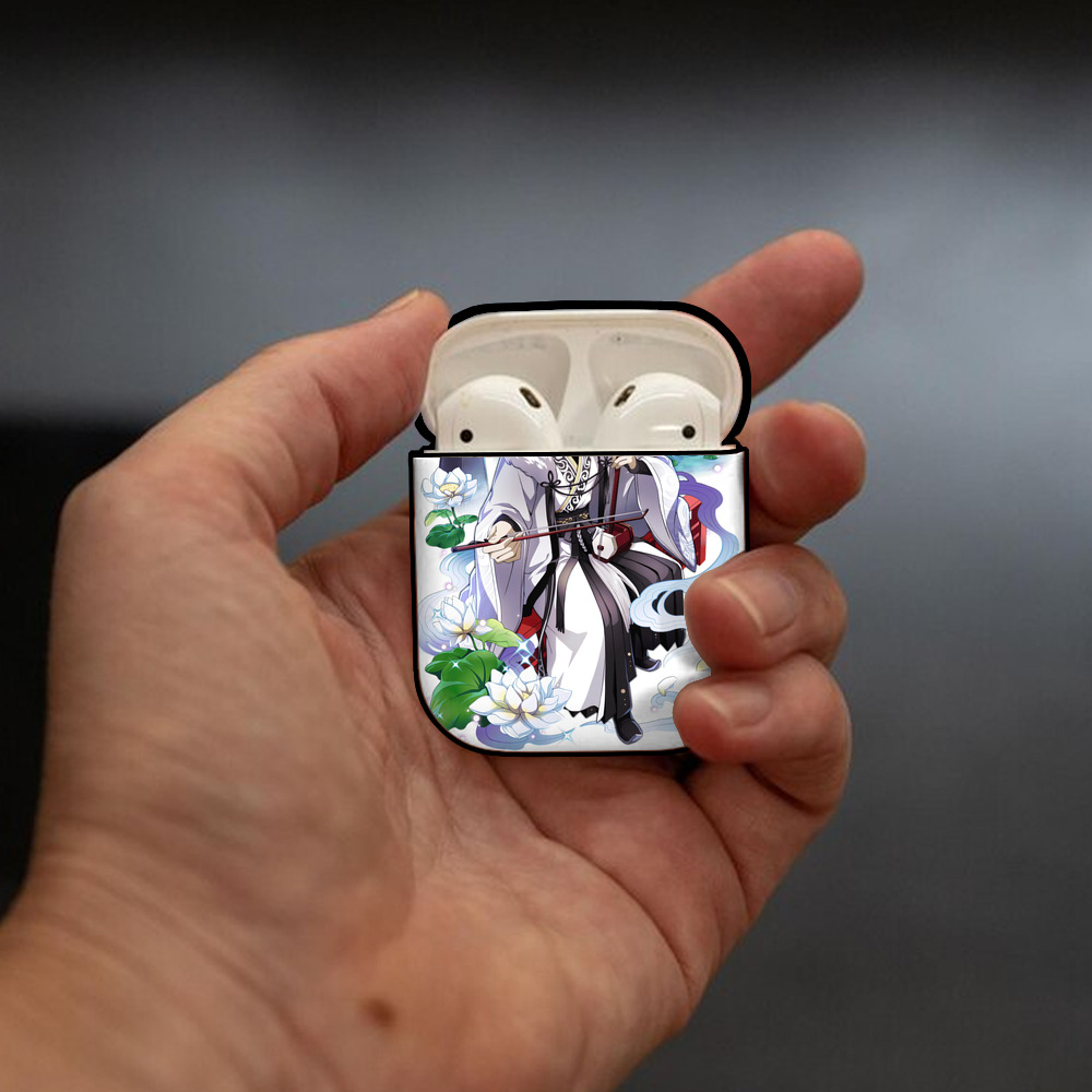 文豪ストレイドッグス Bungo Stray Dogs AirPods 第2世代保護ケース ハードシェル ブラック 耐衝撃・防指紋・カラビナ付き
