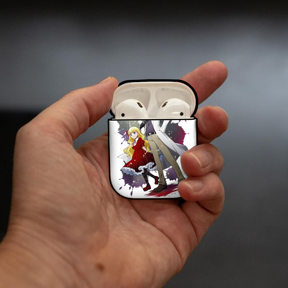 文豪ストレイドッグス Bungo Stray Dogs AirPods 第2世代保護ケース ハードシェル ブラック 耐衝撃・防指紋・カラビナ付き
