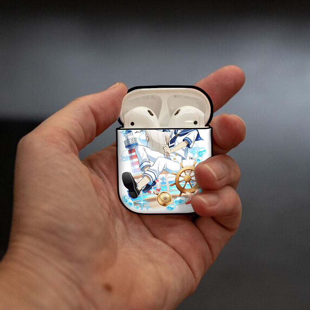 文豪ストレイドッグス Bungo Stray Dogs AirPods 第2世代保護ケース ハードシェル ブラック 耐衝撃・防指紋・カラビナ付き