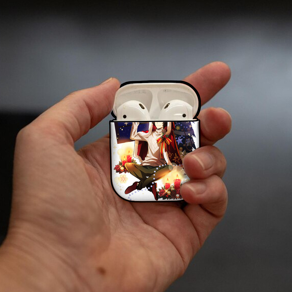文豪ストレイドッグス Bungo Stray Dogs AirPods 第2世代保護ケース ハードシェル ブラック 耐衝撃・防指紋・カラビナ付き