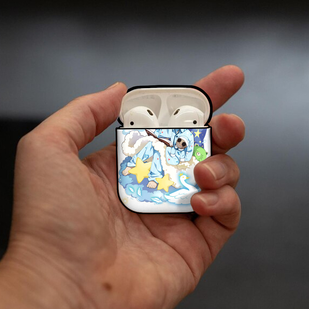 文豪ストレイドッグス Bungo Stray Dogs AirPods 第2世代保護ケース ハードシェル ブラック 耐衝撃・防指紋・カラビナ付き