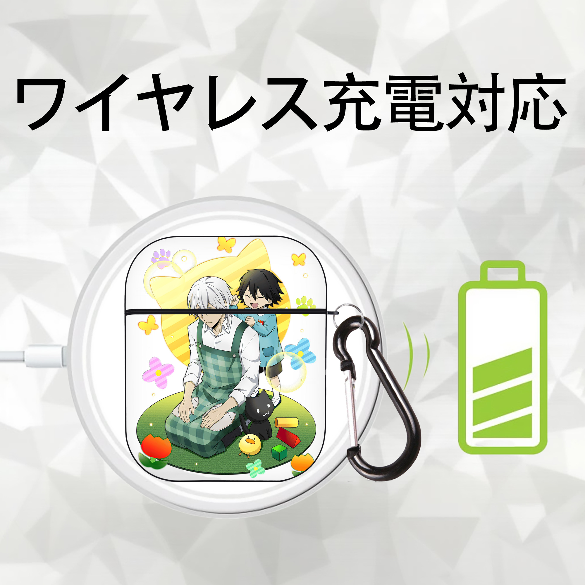 文豪ストレイドッグス Bungo Stray Dogs AirPods 第2世代保護ケース ハードシェル ブラック 耐衝撃・防指紋・カラビナ付き