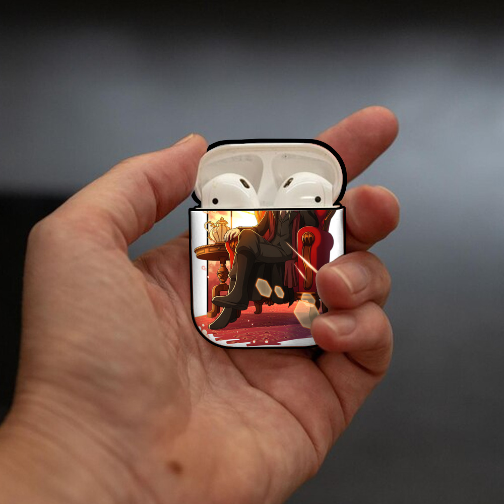 文豪ストレイドッグス Bungo Stray Dogs AirPods 第2世代保護ケース ハードシェル ブラック 耐衝撃・防指紋・カラビナ付き