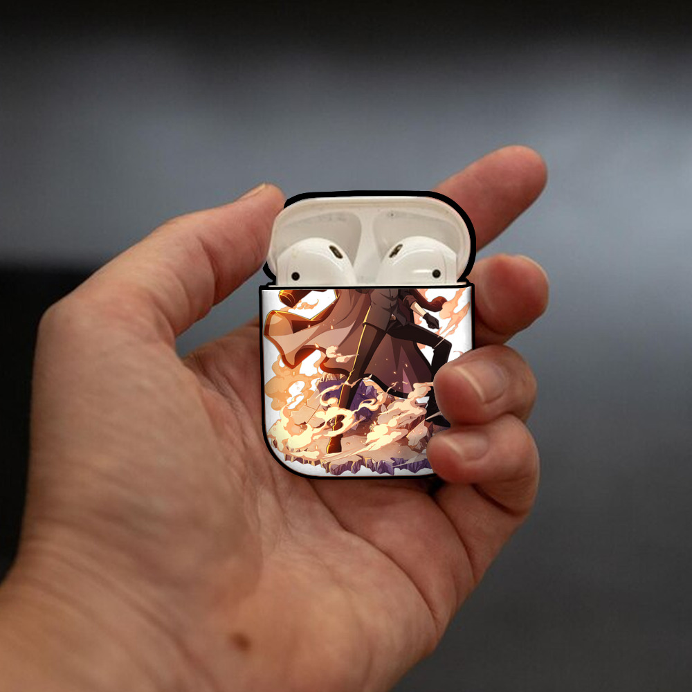 文豪ストレイドッグス Bungo Stray Dogs AirPods 第2世代保護ケース ハードシェル ブラック 耐衝撃・防指紋・カラビナ付き