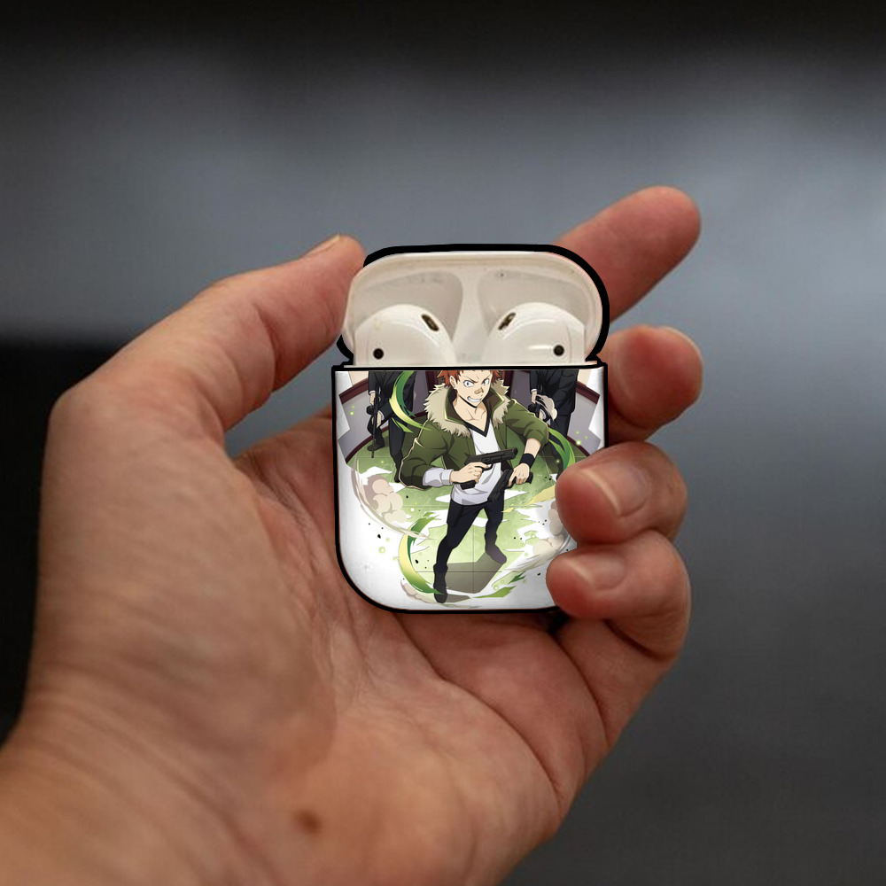 文豪ストレイドッグス Bungo Stray Dogs AirPods 第2世代保護ケース ハードシェル ブラック 耐衝撃・防指紋・カラビナ付き