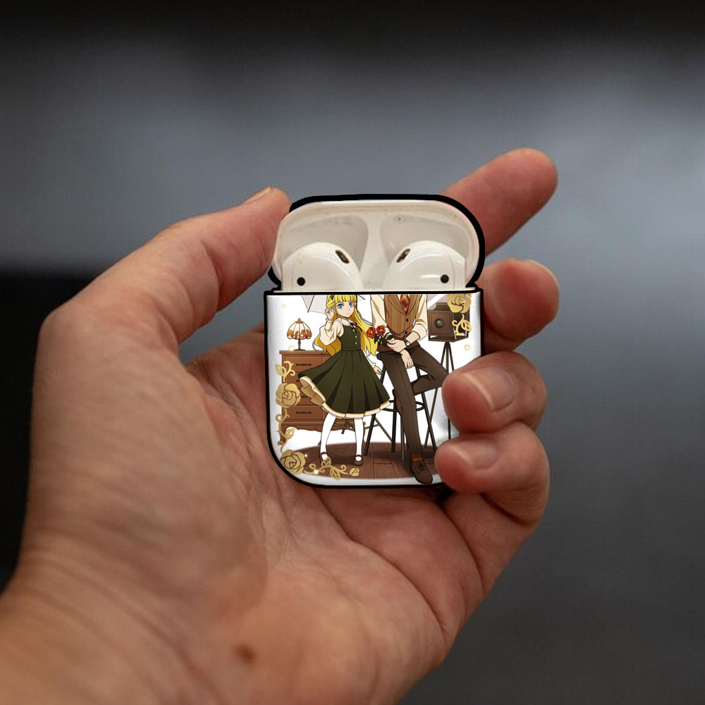 文豪ストレイドッグス Bungo Stray Dogs AirPods 第2世代保護ケース ハードシェル ブラック 耐衝撃・防指紋・カラビナ付き