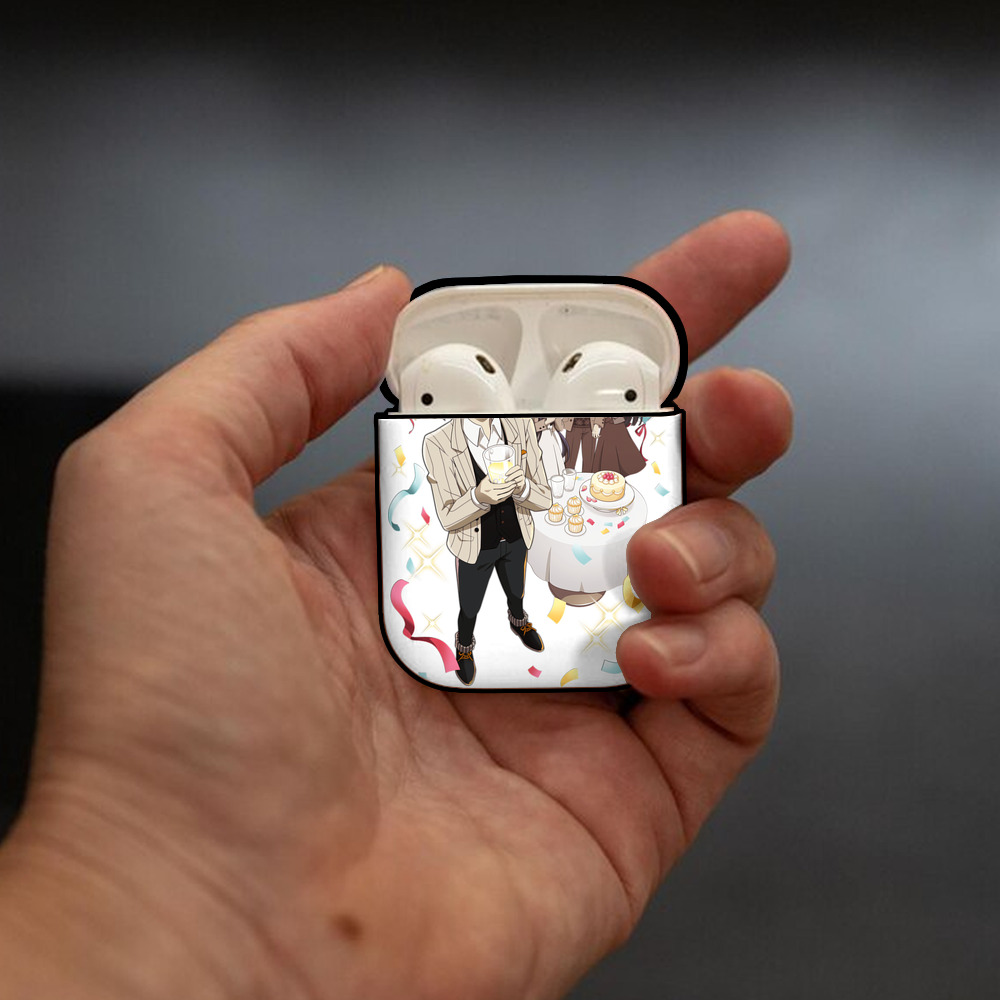 文豪ストレイドッグス Bungo Stray Dogs AirPods 第2世代保護ケース ハードシェル ブラック 耐衝撃・防指紋・カラビナ付き