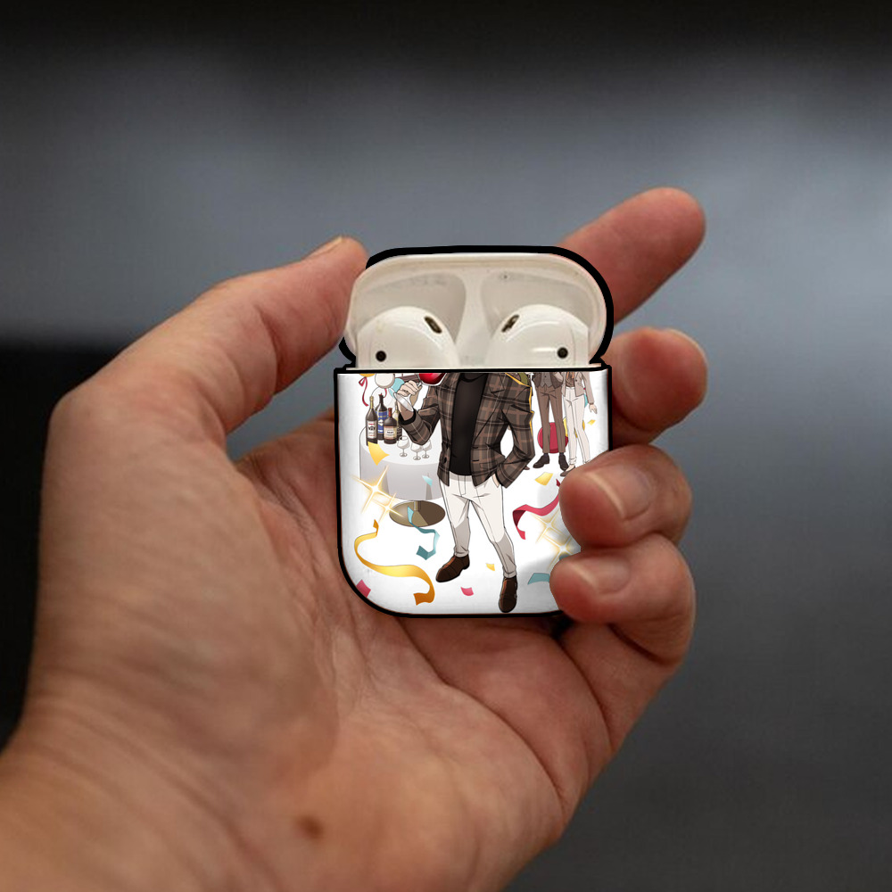 文豪ストレイドッグス Bungo Stray Dogs AirPods 第2世代保護ケース ハードシェル ブラック 耐衝撃・防指紋・カラビナ付き