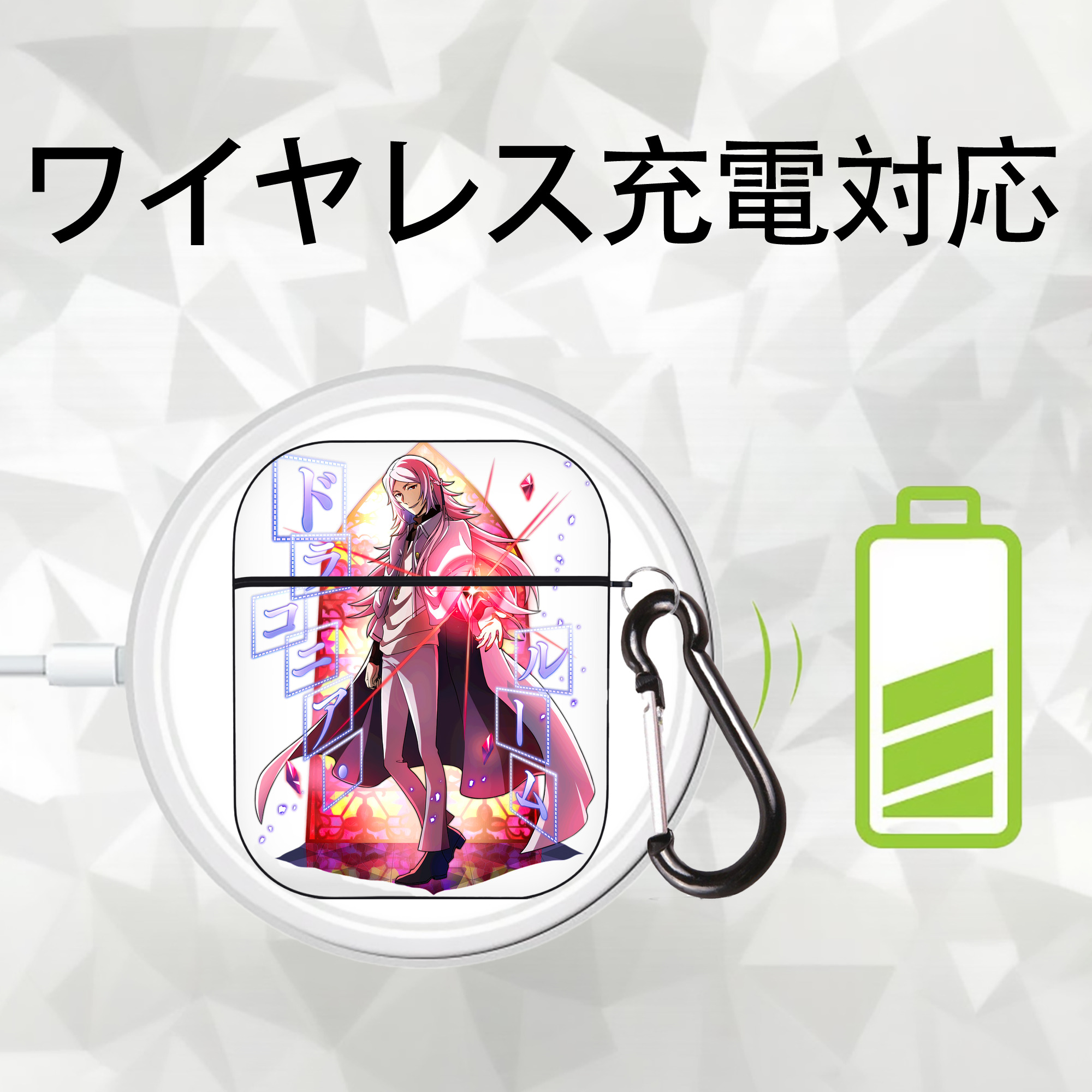 文豪ストレイドッグス Bungo Stray Dogs AirPods 第2世代保護ケース ハードシェル ブラック 耐衝撃・防指紋・カラビナ付き