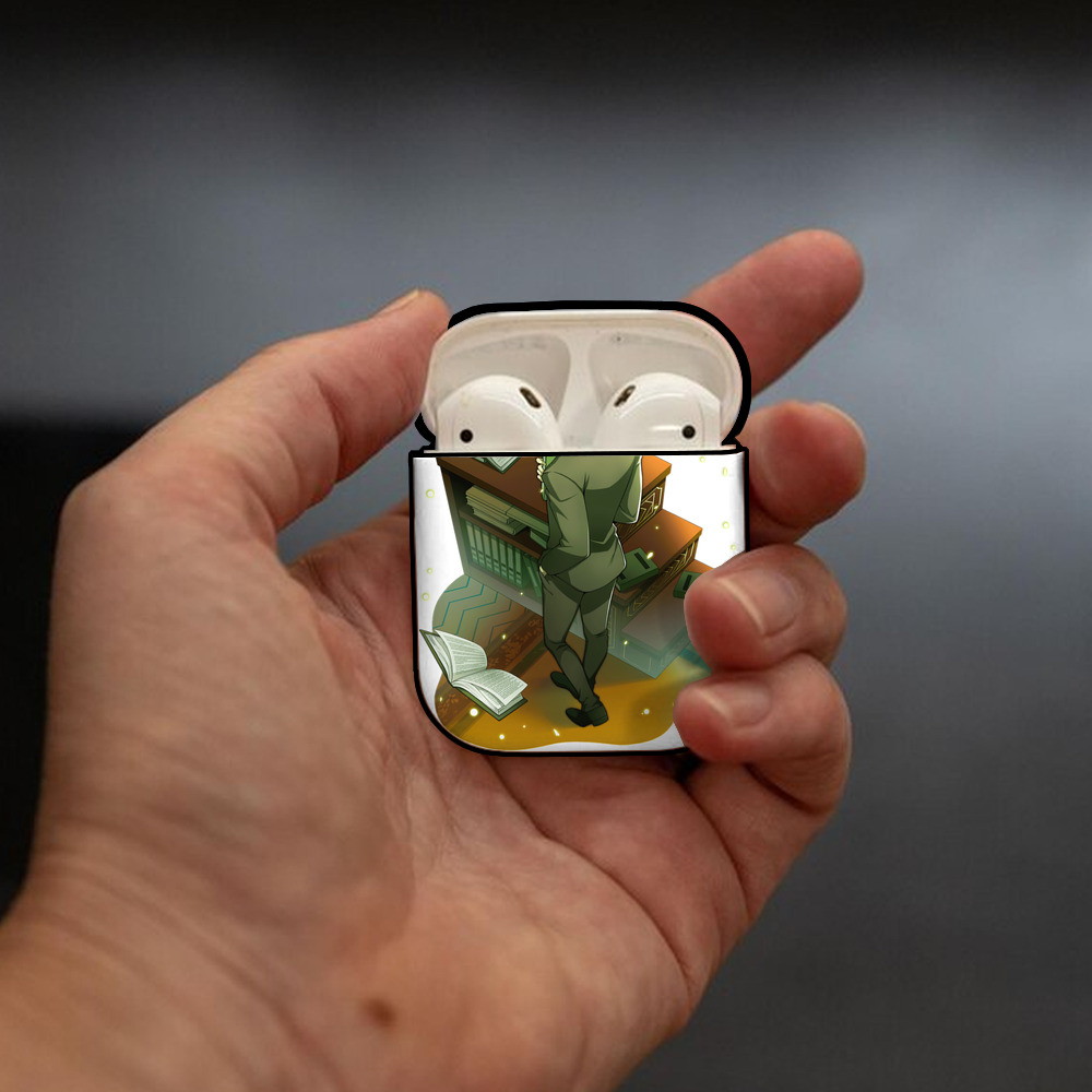 文豪ストレイドッグス Bungo Stray Dogs AirPods 第2世代保護ケース ハードシェル ブラック 耐衝撃・防指紋・カラビナ付き
