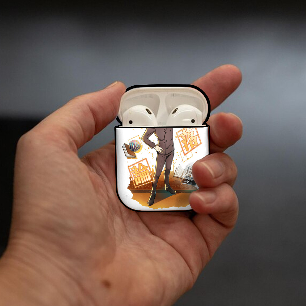 文豪ストレイドッグス Bungo Stray Dogs AirPods 第2世代保護ケース ハードシェル ブラック 耐衝撃・防指紋・カラビナ付き