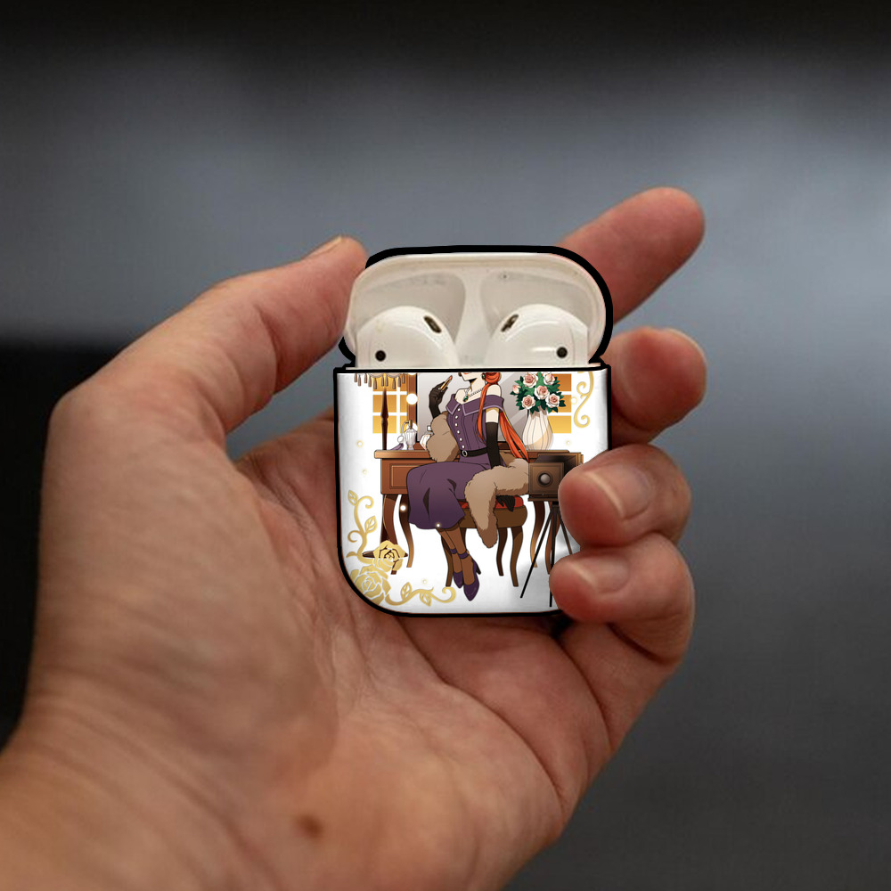 文豪ストレイドッグス Bungo Stray Dogs AirPods 第2世代保護ケース ハードシェル ブラック 耐衝撃・防指紋・カラビナ付き