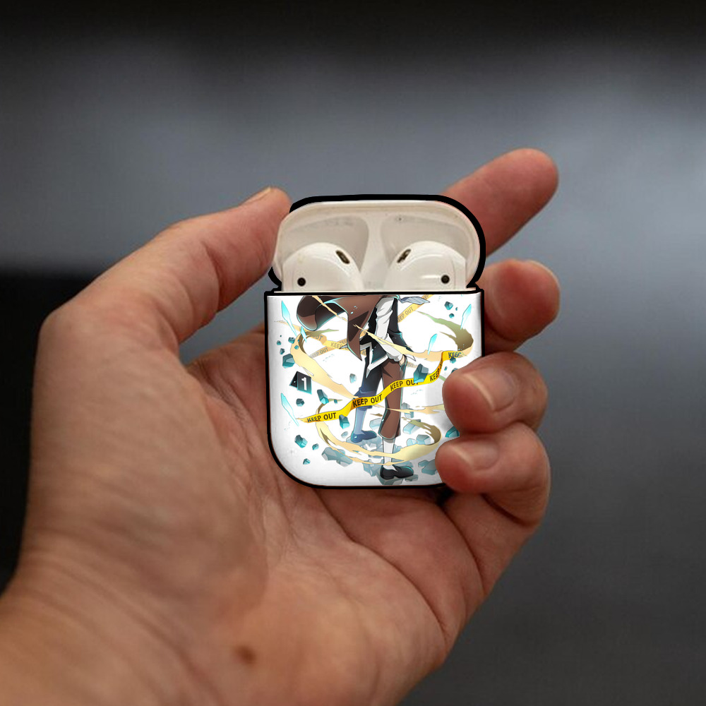 文豪ストレイドッグス Bungo Stray Dogs AirPods 第2世代保護ケース ハードシェル ブラック 耐衝撃・防指紋・カラビナ付き