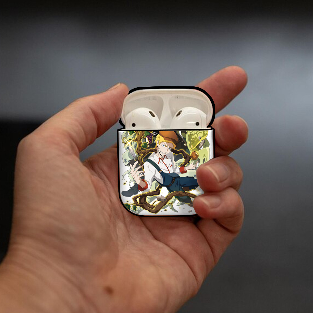 文豪ストレイドッグス Bungo Stray Dogs AirPods 第2世代保護ケース ハードシェル ブラック 耐衝撃・防指紋・カラビナ付き