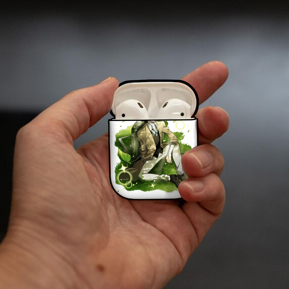 文豪ストレイドッグス Bungo Stray Dogs AirPods 第2世代保護ケース ハードシェル ブラック 耐衝撃・防指紋・カラビナ付き