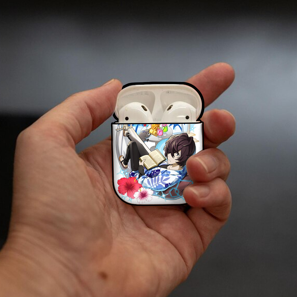 文豪ストレイドッグス Bungo Stray Dogs AirPods 第2世代保護ケース ハードシェル ブラック 耐衝撃・防指紋・カラビナ付き