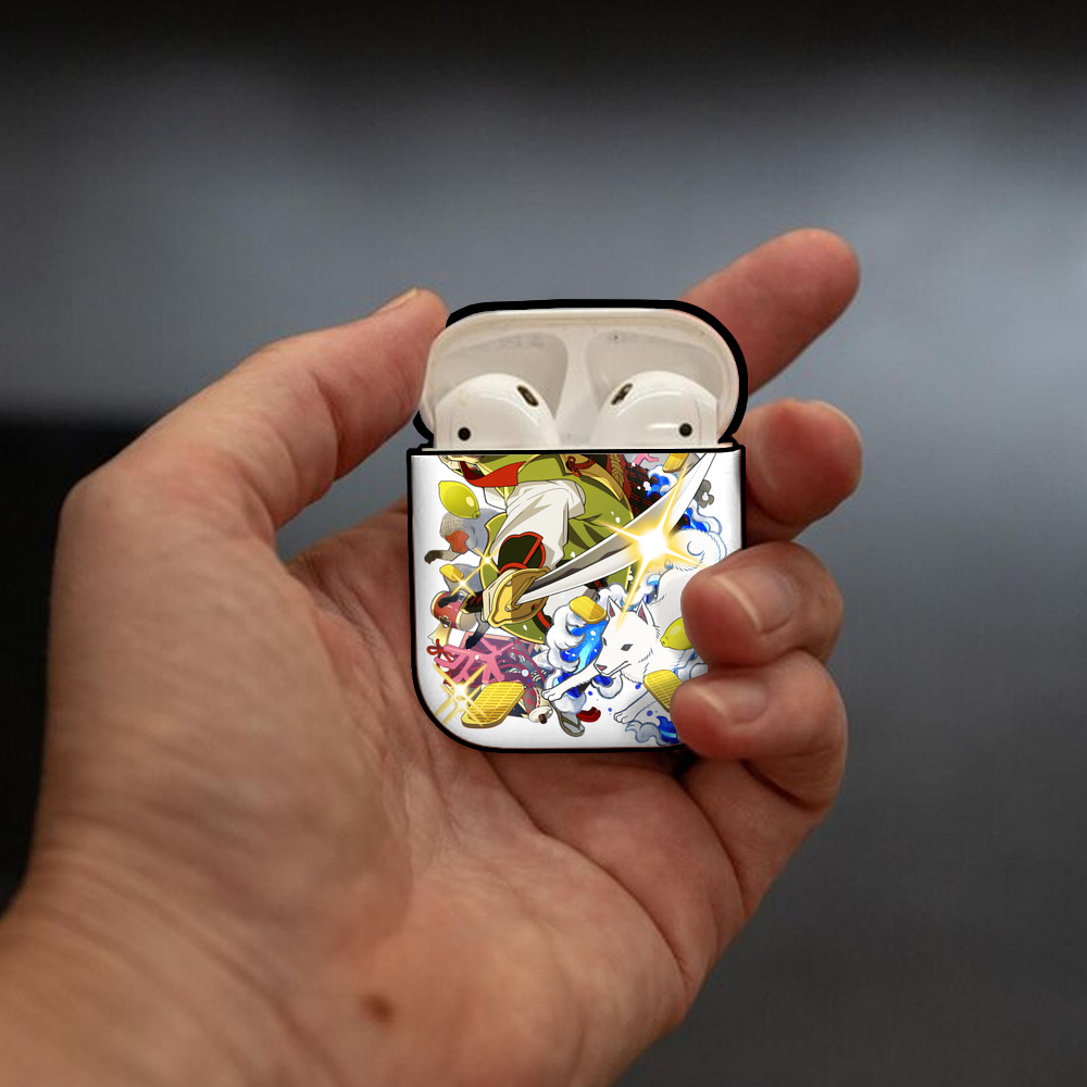 文豪ストレイドッグス Bungo Stray Dogs AirPods 第2世代保護ケース ハードシェル ブラック 耐衝撃・防指紋・カラビナ付き