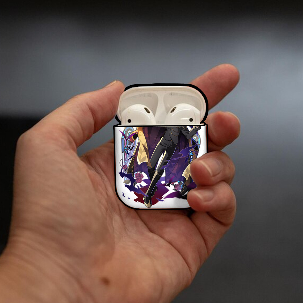 文豪ストレイドッグス Bungo Stray Dogs AirPods 第2世代保護ケース ハードシェル ブラック 耐衝撃・防指紋・カラビナ付き