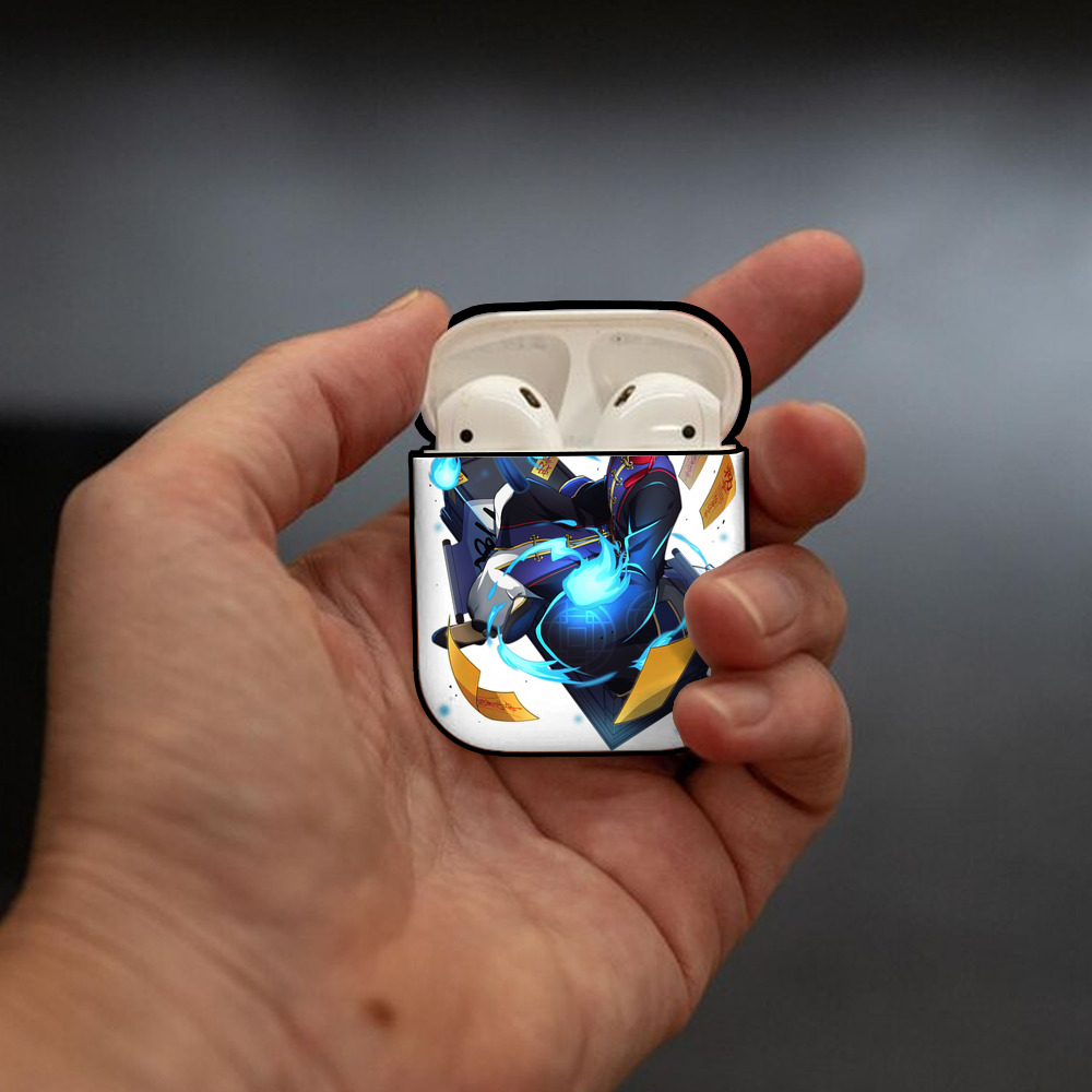 文豪ストレイドッグス Bungo Stray Dogs AirPods 第2世代保護ケース ハードシェル ブラック 耐衝撃・防指紋・カラビナ付き