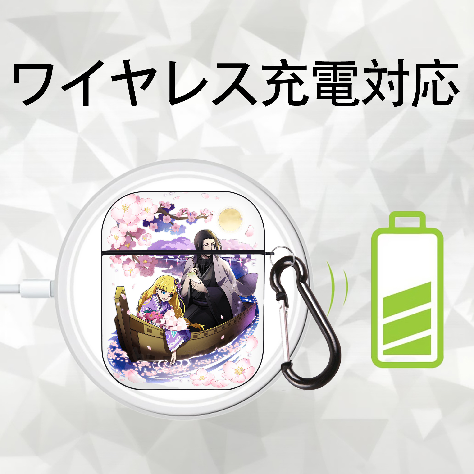 文豪ストレイドッグス Bungo Stray Dogs AirPods 第2世代保護ケース ハードシェル ブラック 耐衝撃・防指紋・カラビナ付き