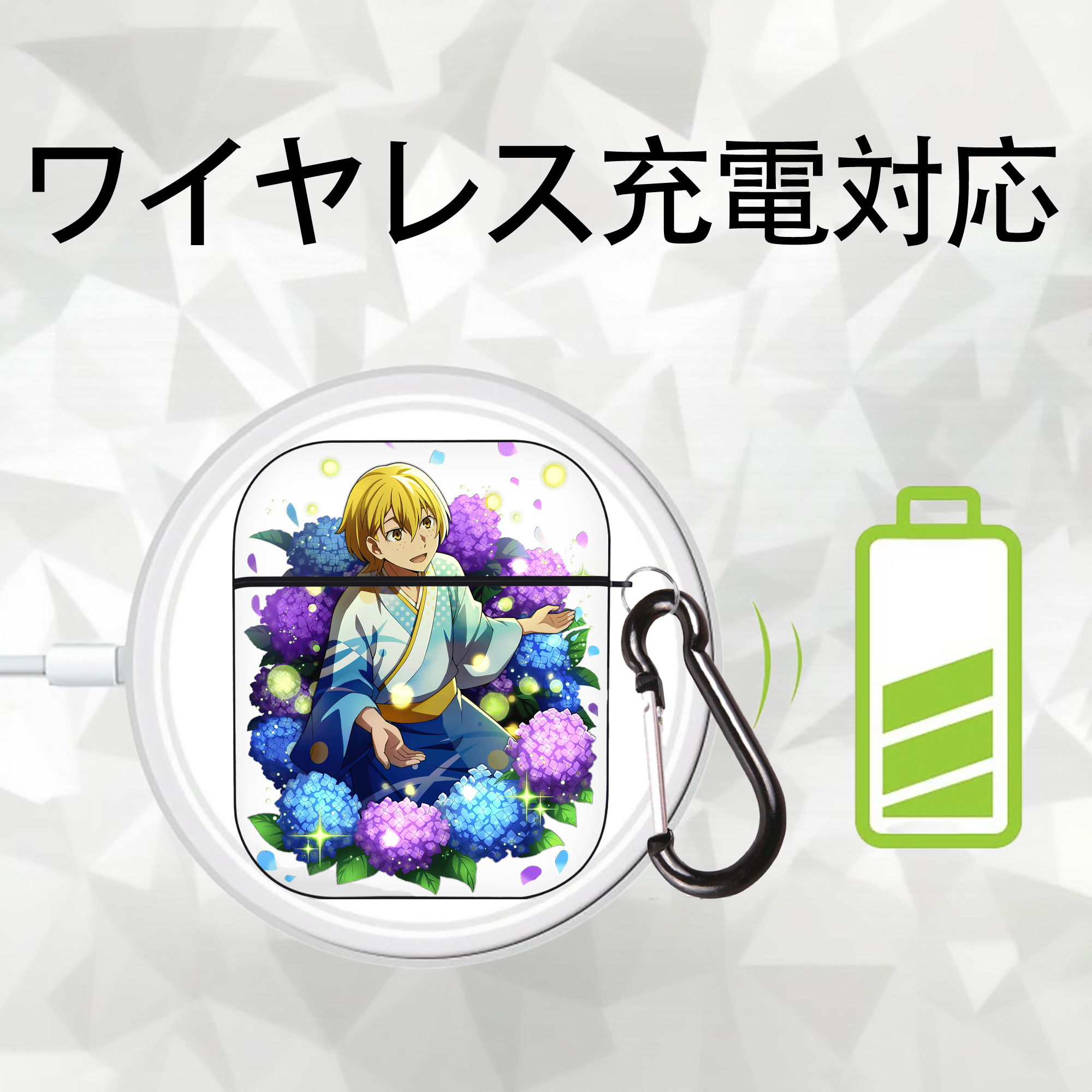 文豪ストレイドッグス Bungo Stray Dogs AirPods 第2世代保護ケース ハードシェル ブラック 耐衝撃・防指紋・カラビナ付き