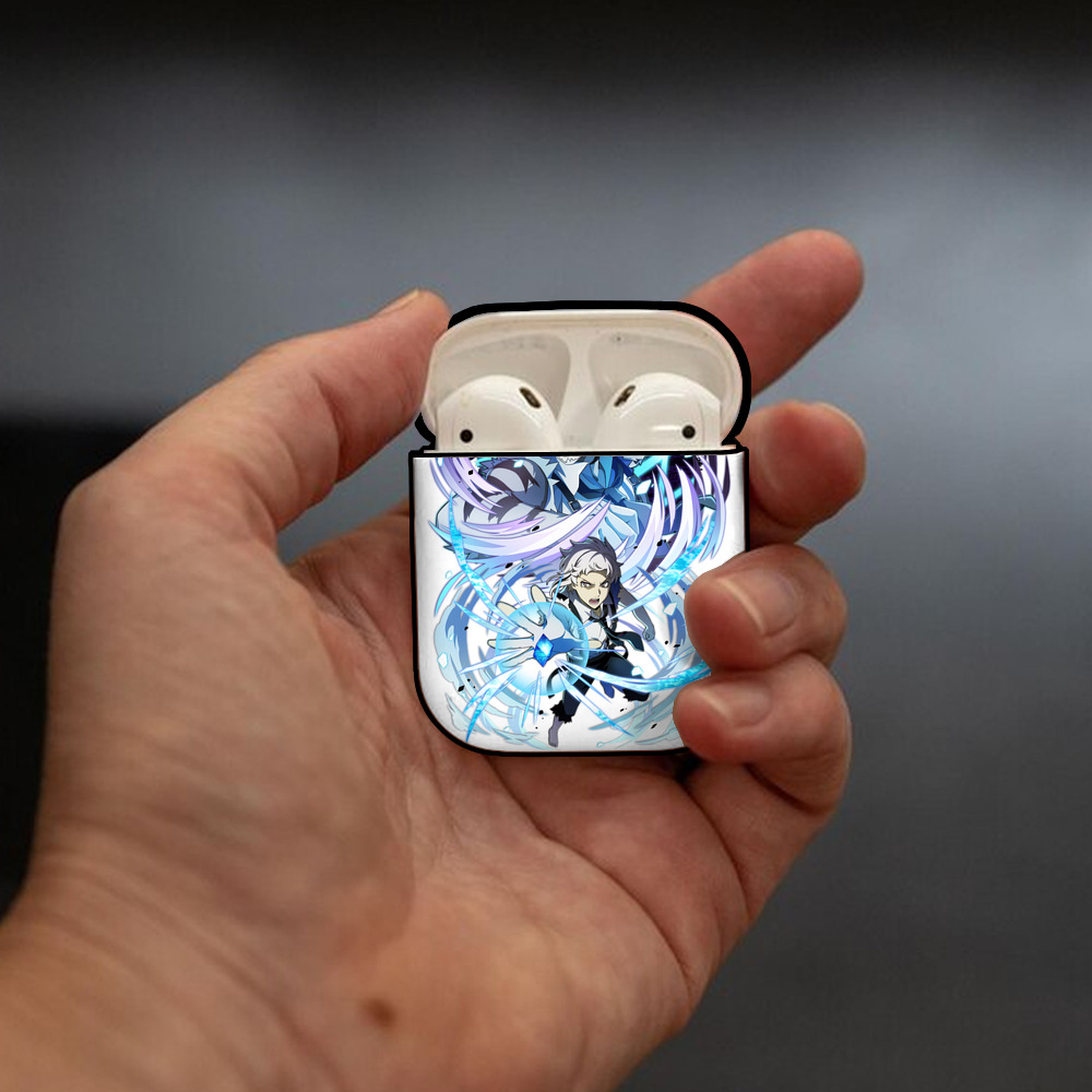 文豪ストレイドッグス Bungo Stray Dogs AirPods 第2世代保護ケース ハードシェル ブラック 耐衝撃・防指紋・カラビナ付き
