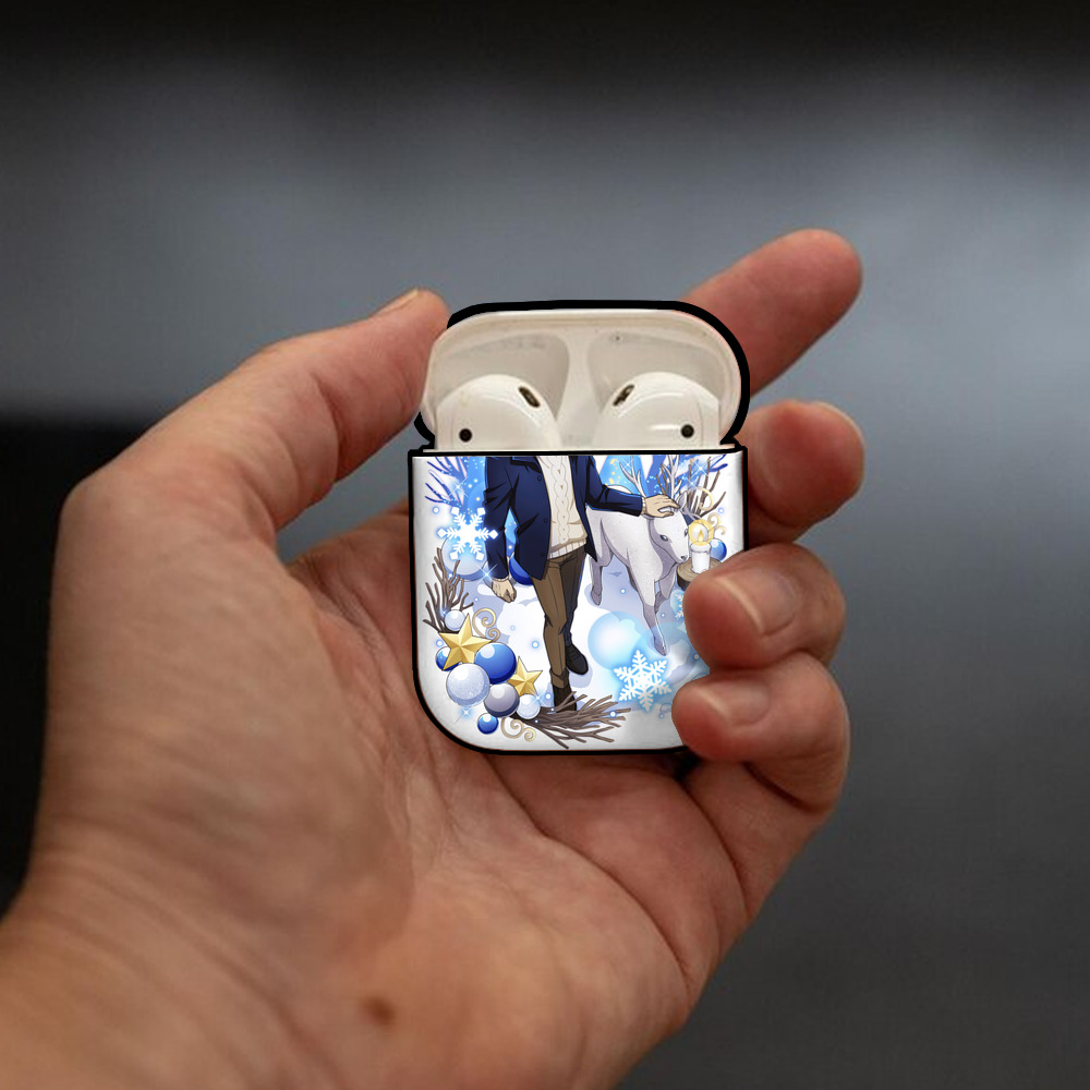 文豪ストレイドッグス Bungo Stray Dogs AirPods 第2世代保護ケース ハードシェル ブラック 耐衝撃・防指紋・カラビナ付き