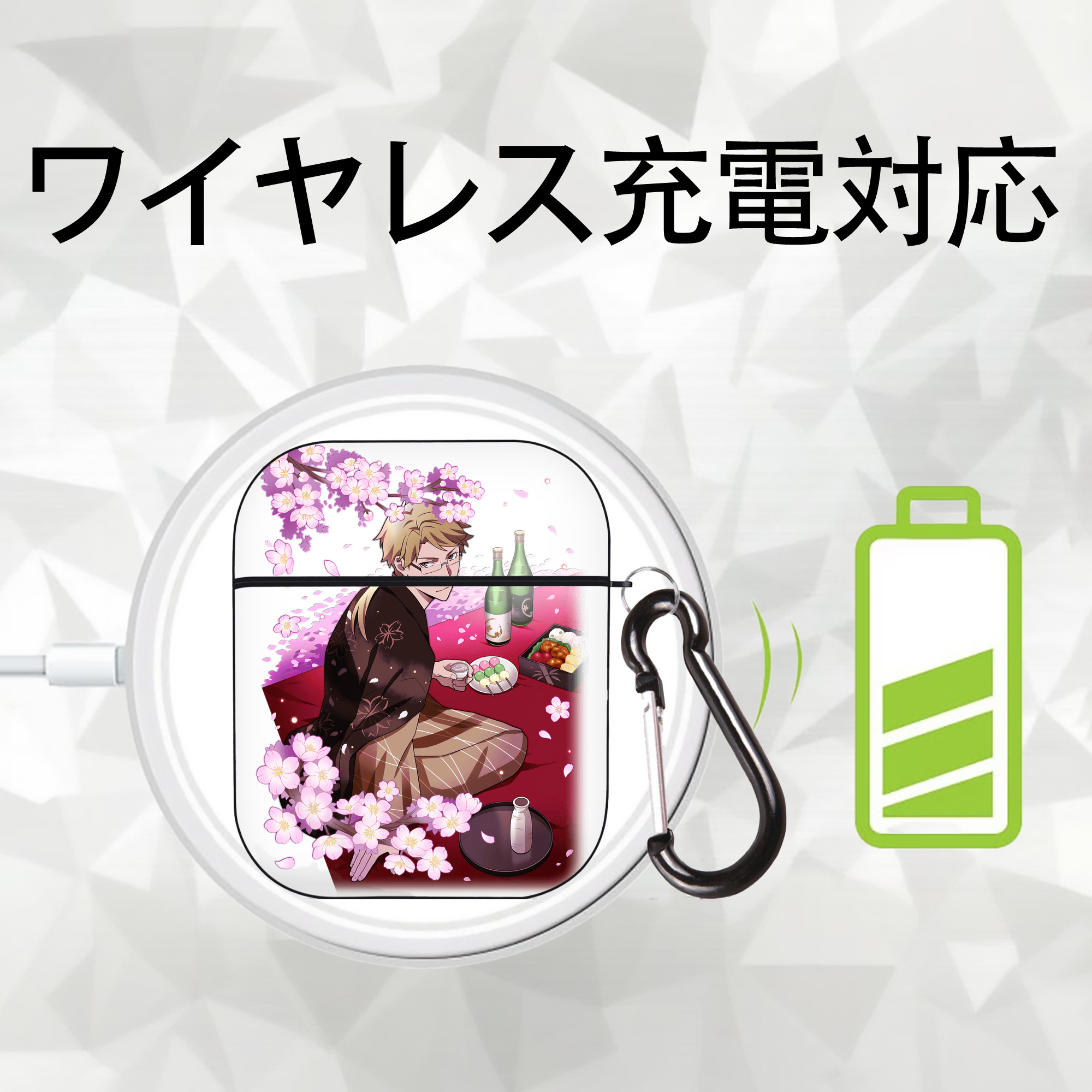 文豪ストレイドッグス Bungo Stray Dogs AirPods 第2世代保護ケース ハードシェル ブラック 耐衝撃・防指紋・カラビナ付き