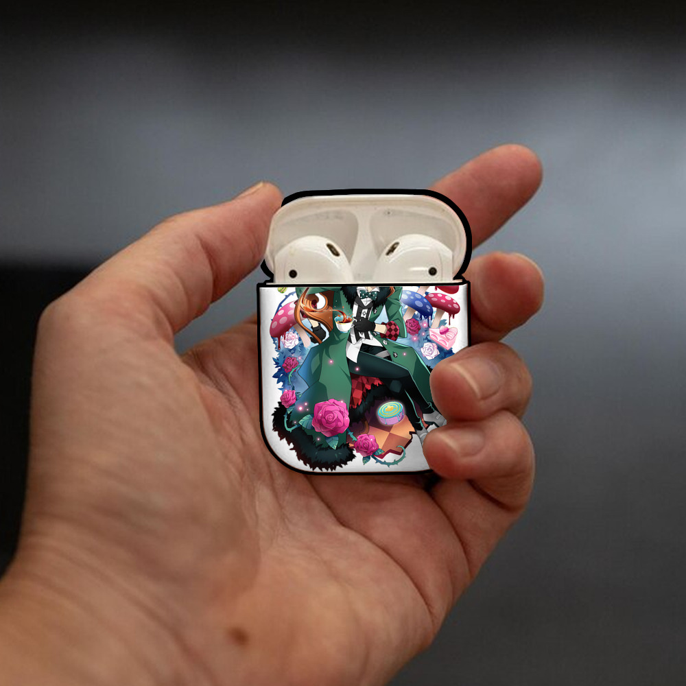 文豪ストレイドッグス Bungo Stray Dogs AirPods 第2世代保護ケース ハードシェル ブラック 耐衝撃・防指紋・カラビナ付き
