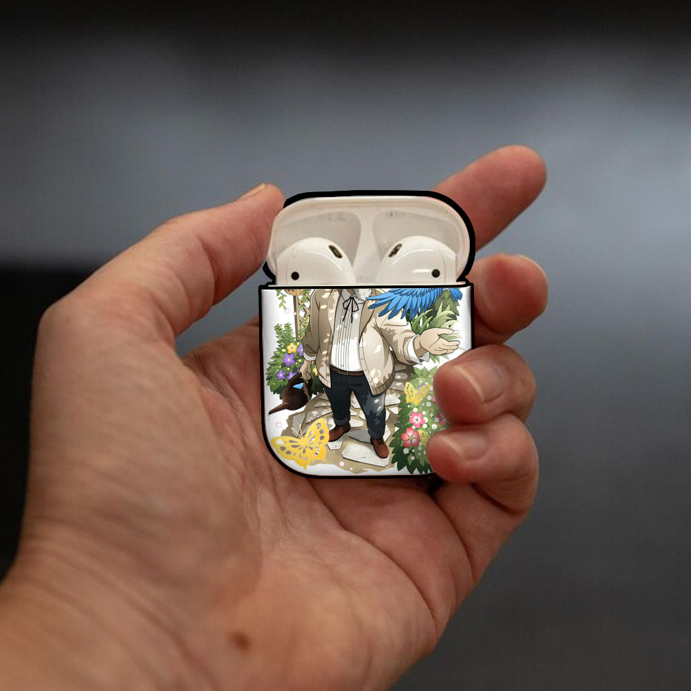 文豪ストレイドッグス Bungo Stray Dogs AirPods 第2世代保護ケース ハードシェル ブラック 耐衝撃・防指紋・カラビナ付き