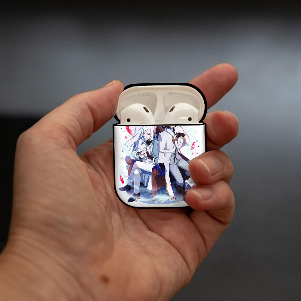 文豪ストレイドッグス Bungo Stray Dogs AirPods 第2世代保護ケース ハードシェル ブラック 耐衝撃・防指紋・カラビナ付き