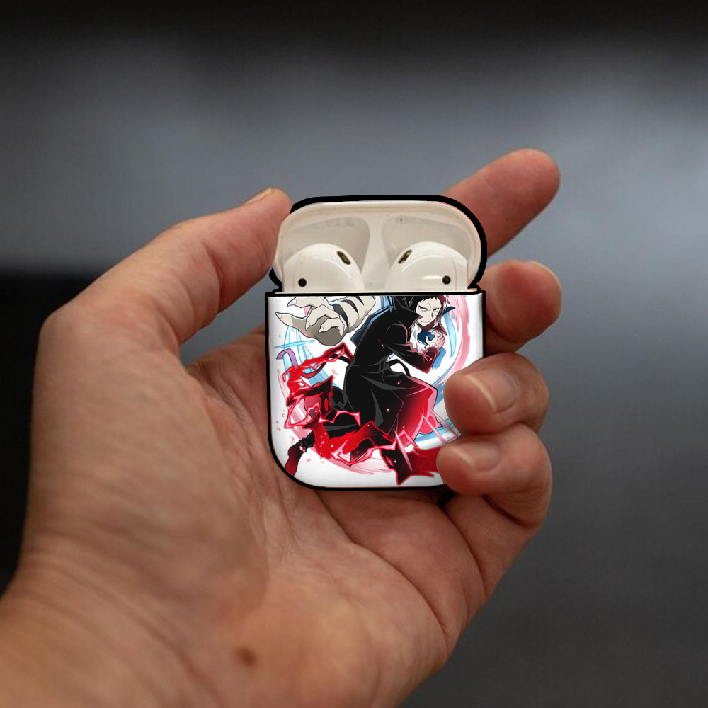 文豪ストレイドッグス Bungo Stray Dogs AirPods 第2世代保護ケース ハードシェル ブラック 耐衝撃・防指紋・カラビナ付き