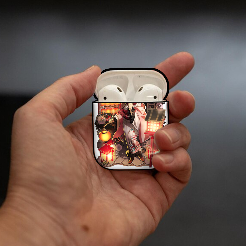 文豪ストレイドッグス Bungo Stray Dogs AirPods 第2世代保護ケース ハードシェル ブラック 耐衝撃・防指紋・カラビナ付き