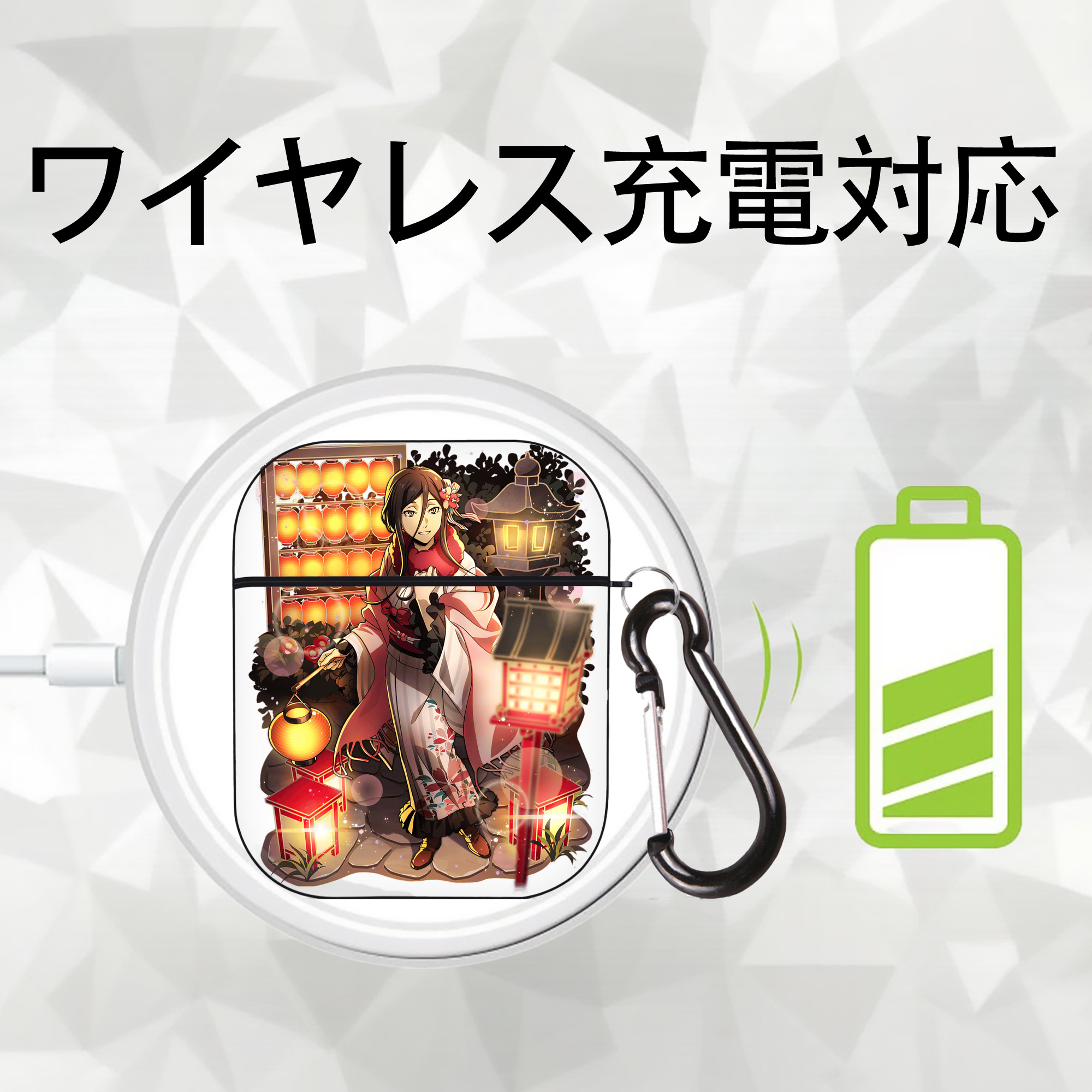 文豪ストレイドッグス Bungo Stray Dogs AirPods 第2世代保護ケース ハードシェル ブラック 耐衝撃・防指紋・カラビナ付き