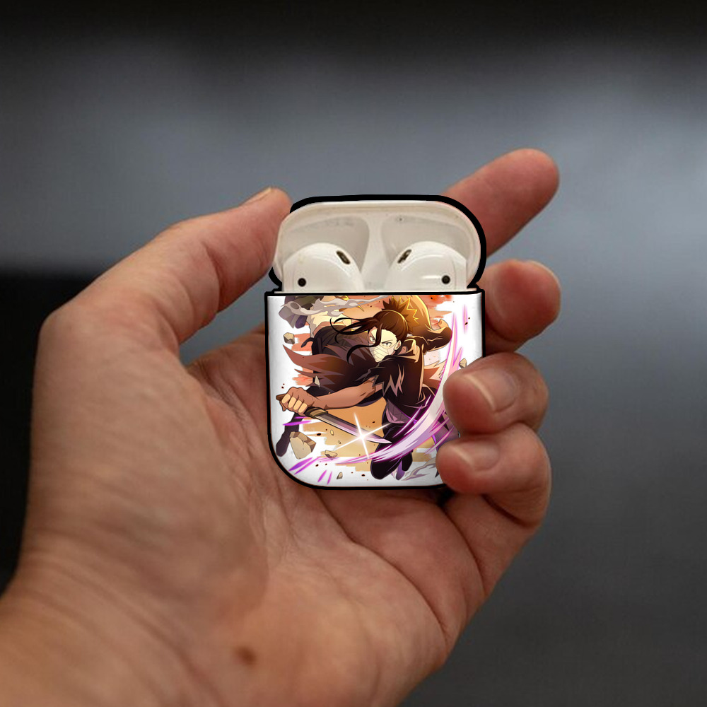文豪ストレイドッグス Bungo Stray Dogs AirPods 第2世代保護ケース ハードシェル ブラック 耐衝撃・防指紋・カラビナ付き