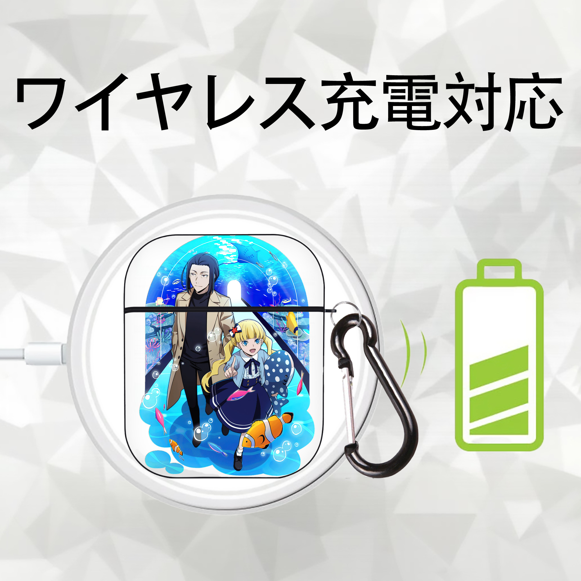 文豪ストレイドッグス Bungo Stray Dogs AirPods 第2世代保護ケース ハードシェル ブラック 耐衝撃・防指紋・カラビナ付き