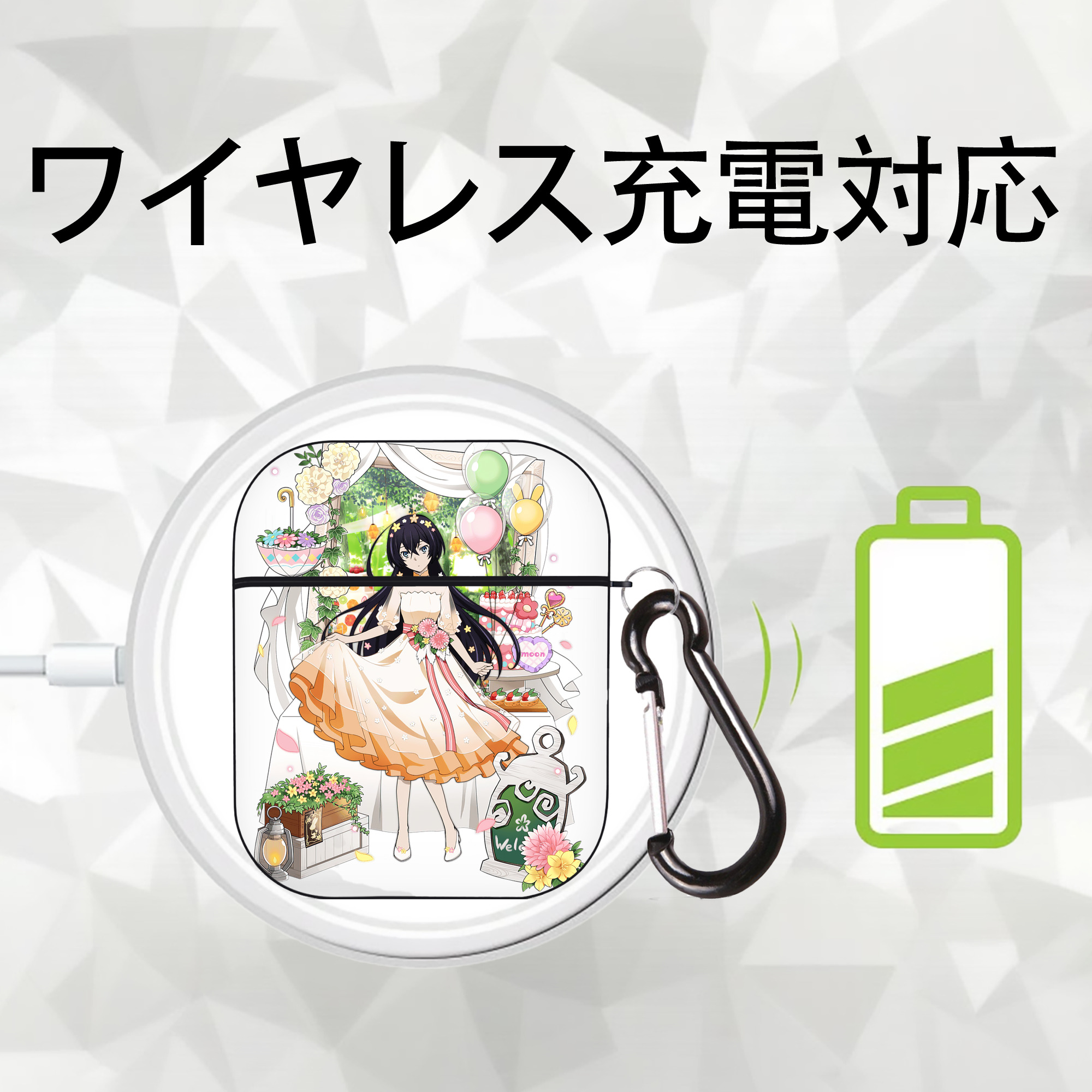 文豪ストレイドッグス Bungo Stray Dogs AirPods 第2世代保護ケース ハードシェル ブラック 耐衝撃・防指紋・カラビナ付き