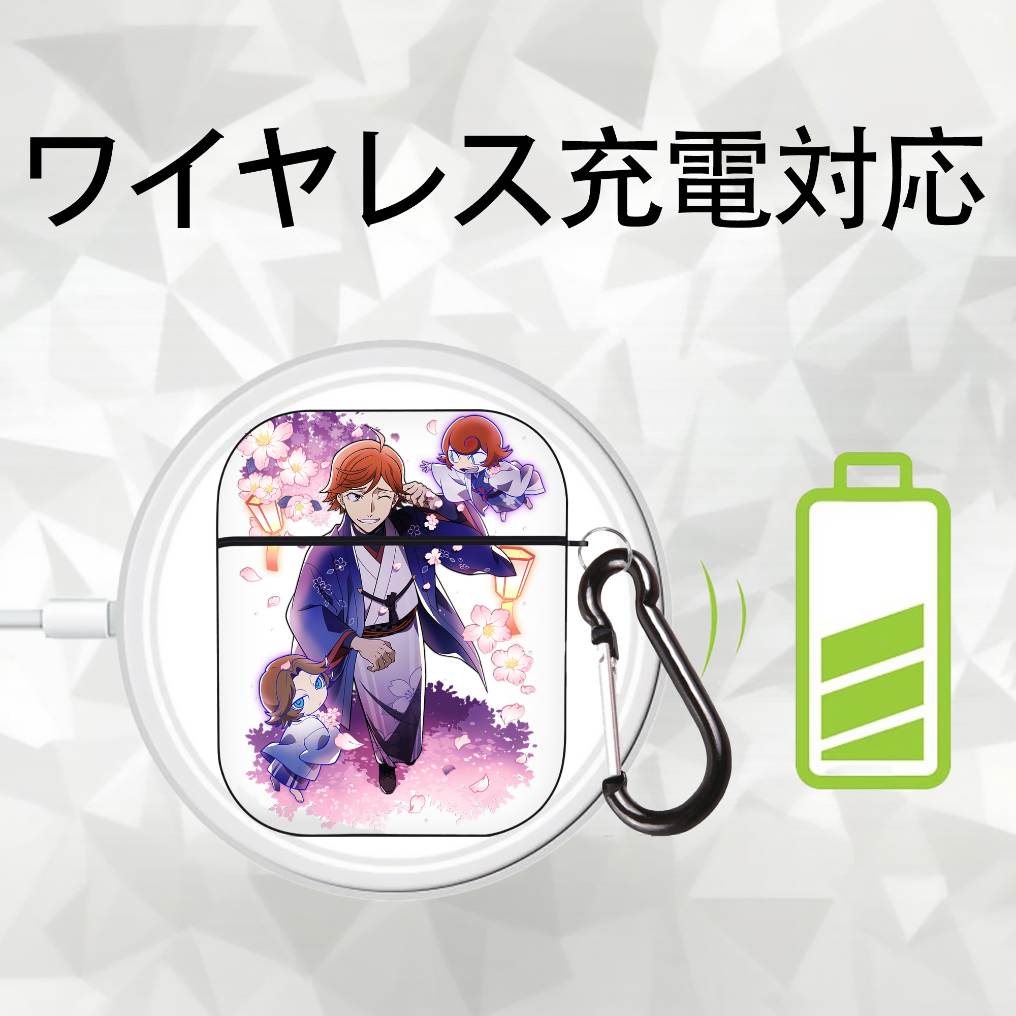 文豪ストレイドッグス Bungo Stray Dogs AirPods 第2世代保護ケース ハードシェル ブラック 耐衝撃・防指紋・カラビナ付き