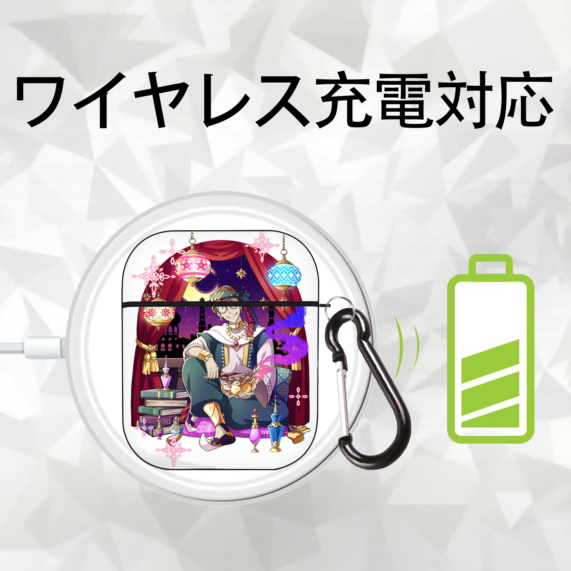 文豪ストレイドッグス Bungo Stray Dogs AirPods 第2世代保護ケース ハードシェル ブラック 耐衝撃・防指紋・カラビナ付き