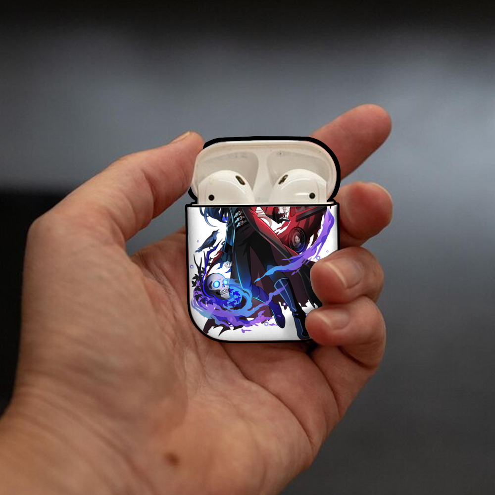 文豪ストレイドッグス Bungo Stray Dogs AirPods 第2世代保護ケース ハードシェル ブラック 耐衝撃・防指紋・カラビナ付き
