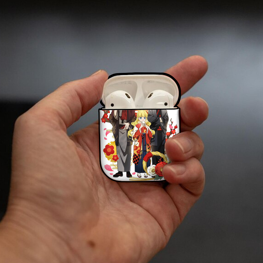 文豪ストレイドッグス Bungo Stray Dogs AirPods 第2世代保護ケース ハードシェル ブラック 耐衝撃・防指紋・カラビナ付き