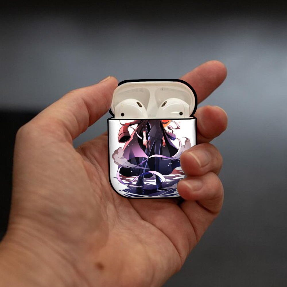 文豪ストレイドッグス Bungo Stray Dogs AirPods 第2世代保護ケース ハードシェル ブラック 耐衝撃・防指紋・カラビナ付き