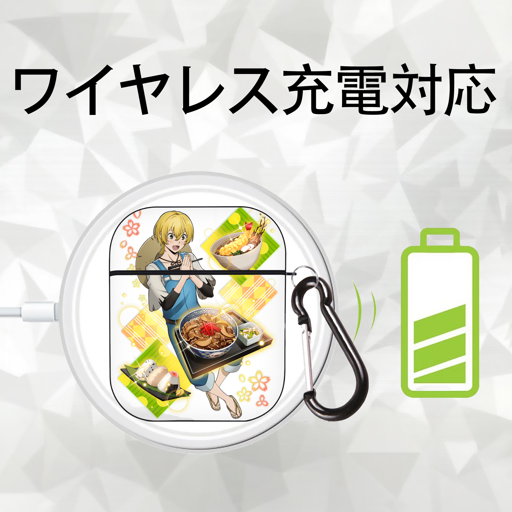 文豪ストレイドッグス Bungo Stray Dogs AirPods 第2世代保護ケース ハードシェル ブラック 耐衝撃・防指紋・カラビナ付き
