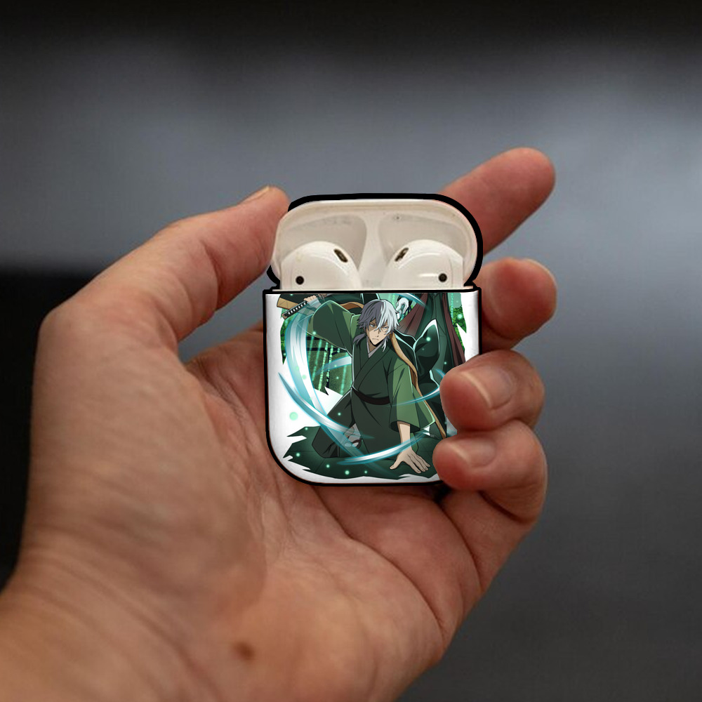文豪ストレイドッグス Bungo Stray Dogs AirPods 第2世代保護ケース ハードシェル ブラック 耐衝撃・防指紋・カラビナ付き