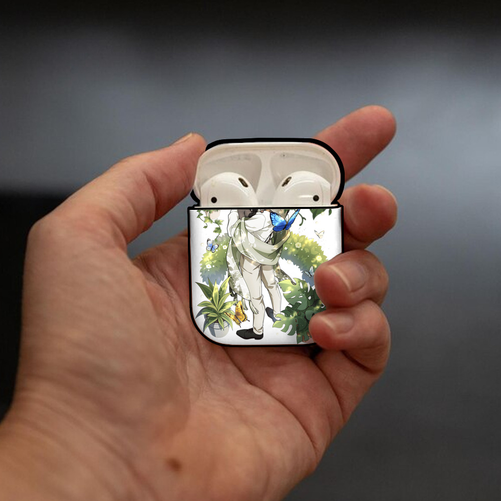 文豪ストレイドッグス Bungo Stray Dogs AirPods 第2世代保護ケース ハードシェル ブラック 耐衝撃・防指紋・カラビナ付き
