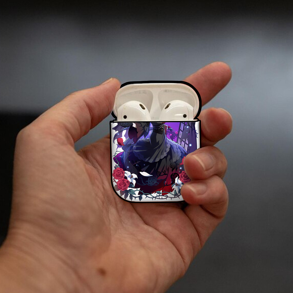文豪ストレイドッグス Bungo Stray Dogs AirPods 第2世代保護ケース ハードシェル ブラック 耐衝撃・防指紋・カラビナ付き