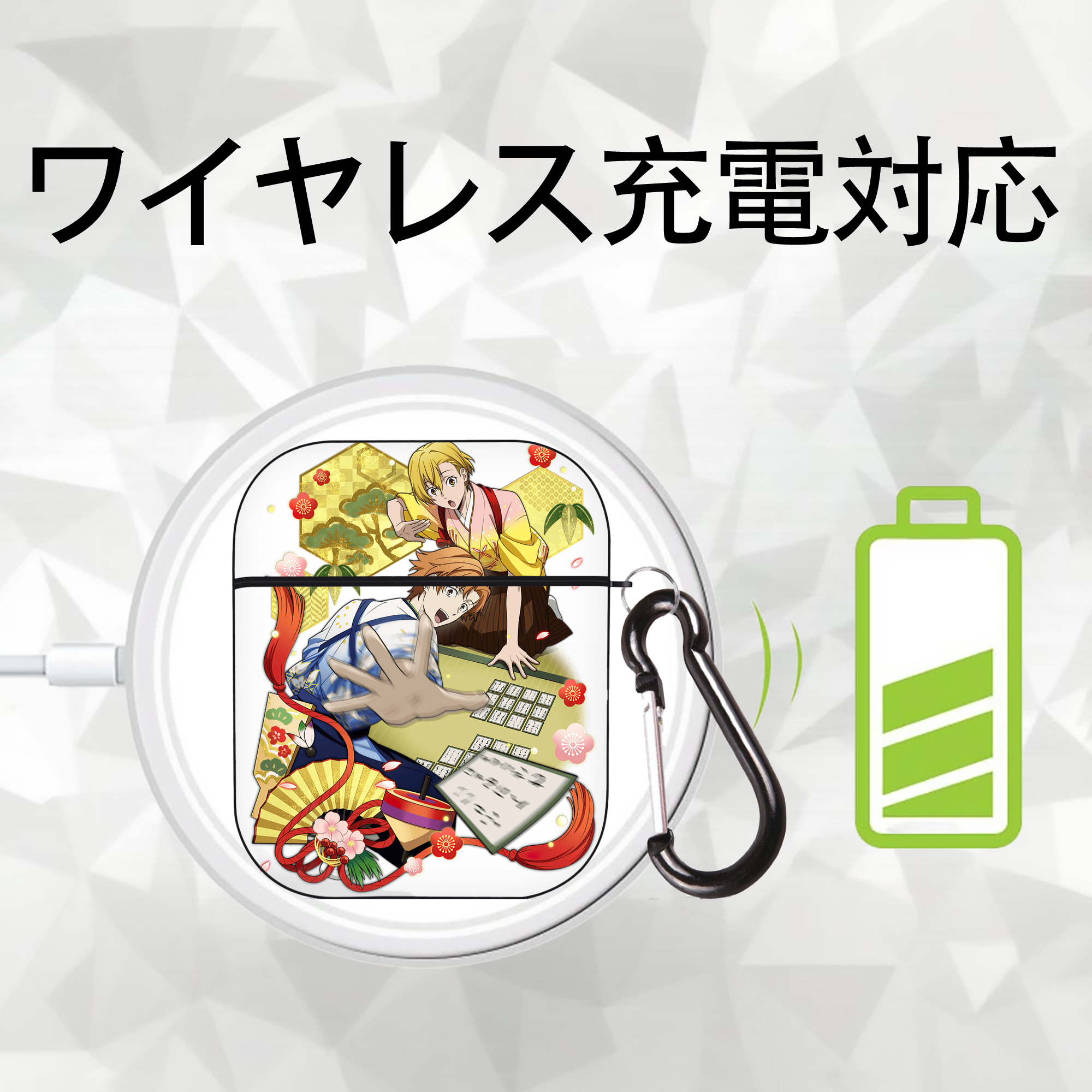 文豪ストレイドッグス Bungo Stray Dogs AirPods 第2世代保護ケース ハードシェル ブラック 耐衝撃・防指紋・カラビナ付き